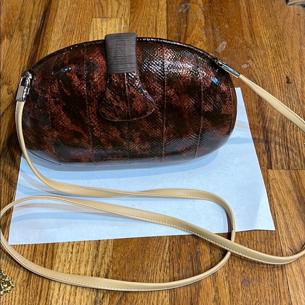 Vintage Rafael Sanchez snakeskin hard case clutch
